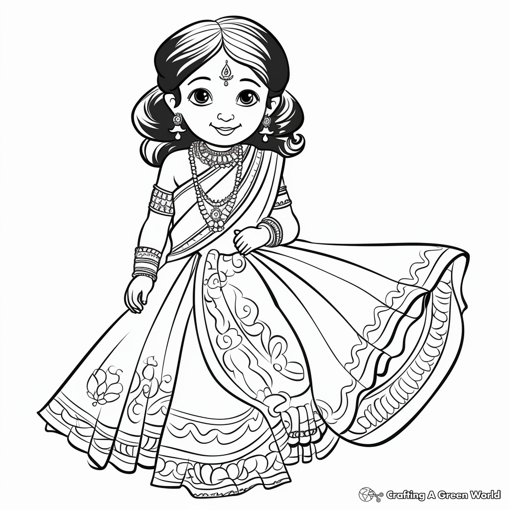 Traditional Indian Saree Coloring Pages 2