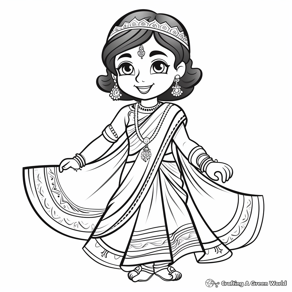 Traditional Indian Saree Coloring Pages 3