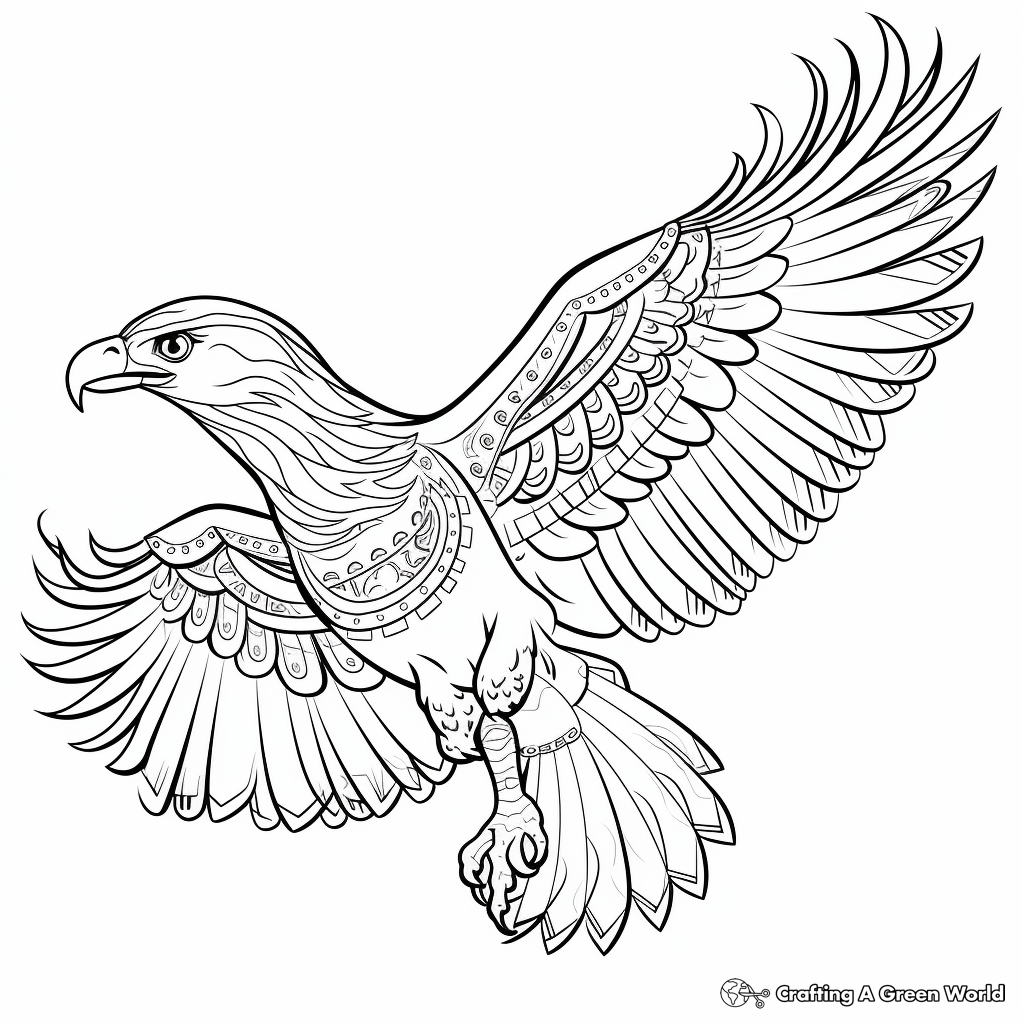 Traditional Native American Eagle Coloring Pages 1