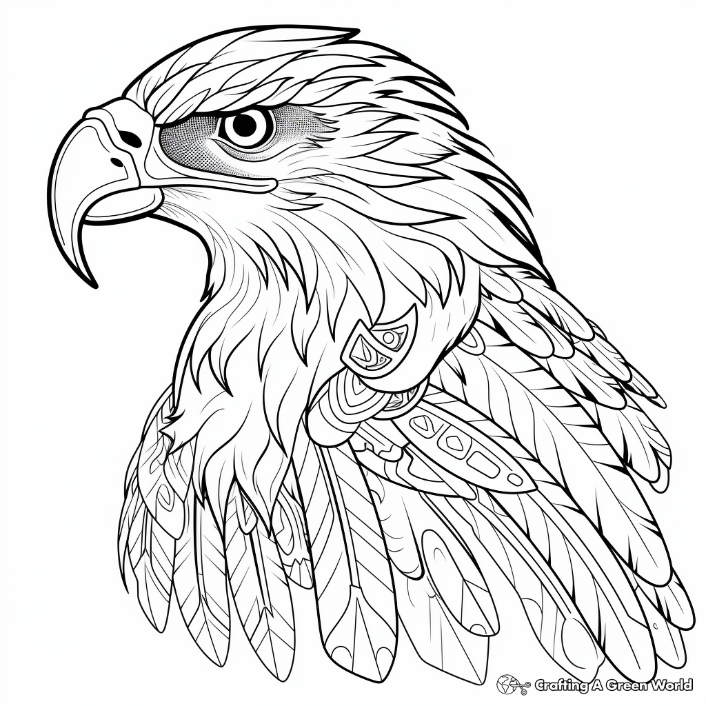 Traditional Native American Eagle Coloring Pages 2