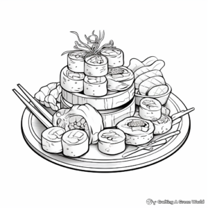 Traditional Nigiri Sushi Coloring Pages 2