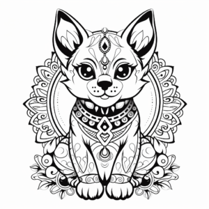 Traditionally Patterned Bengal Cat Mandala Coloring Pages 4