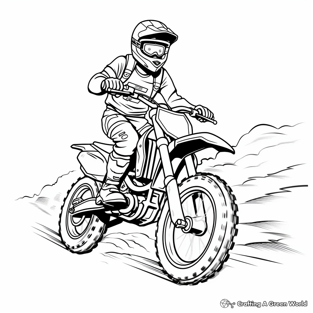 Trail Riding Dirt Bike Coloring Pages for Adults 1