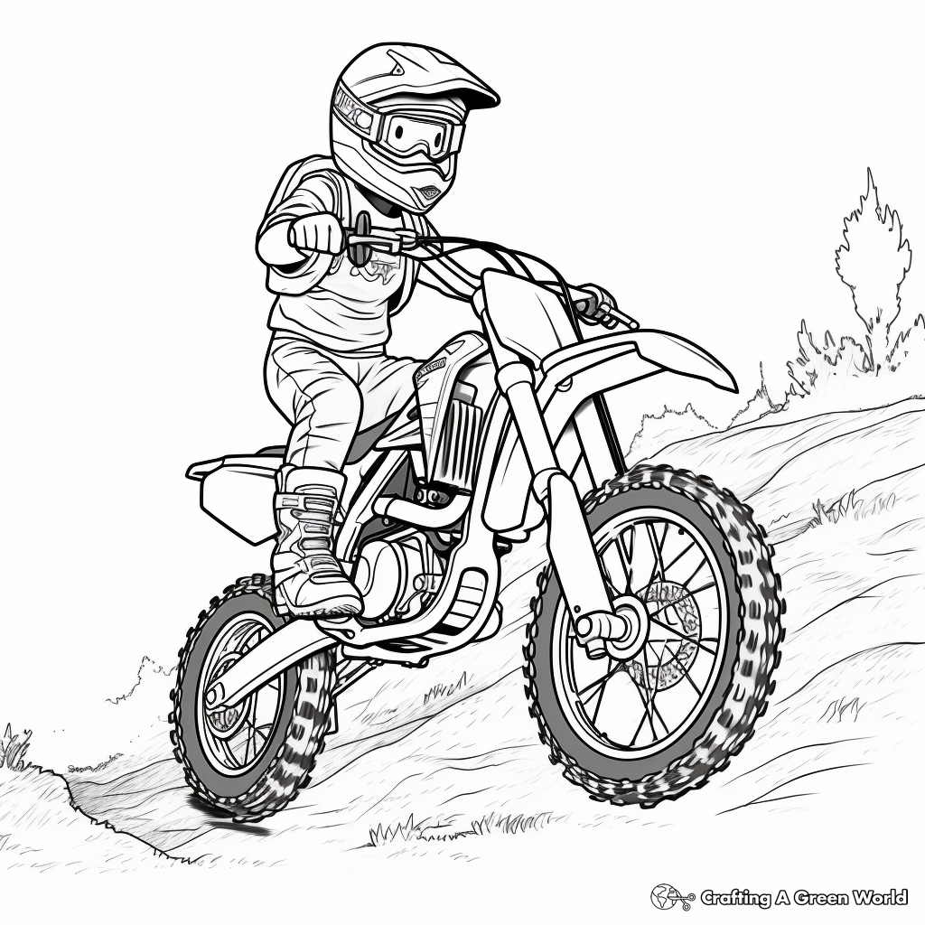 Trail Riding Dirt Bike Coloring Pages for Adults 2