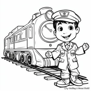 Train Conductor Coloring Pages 1