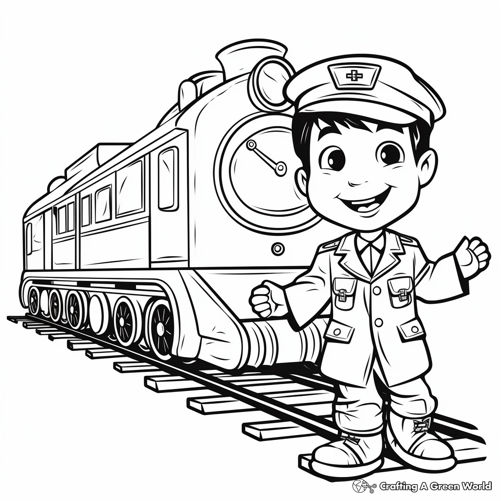 Train Conductor Coloring Pages 1