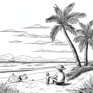Tranquil Beach Scene Coloring Pages for Relaxation 2