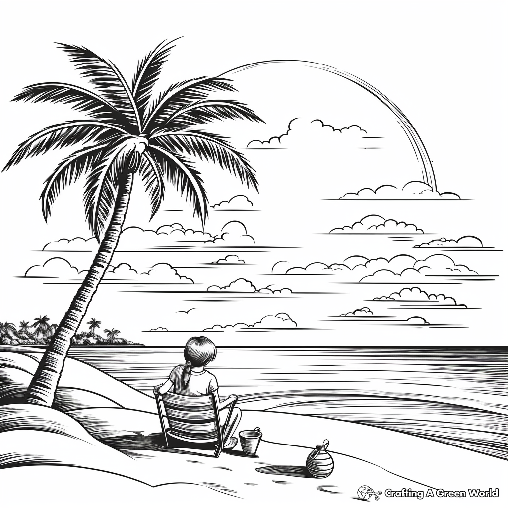 Tranquil Beach Scene Coloring Pages for Relaxation 4