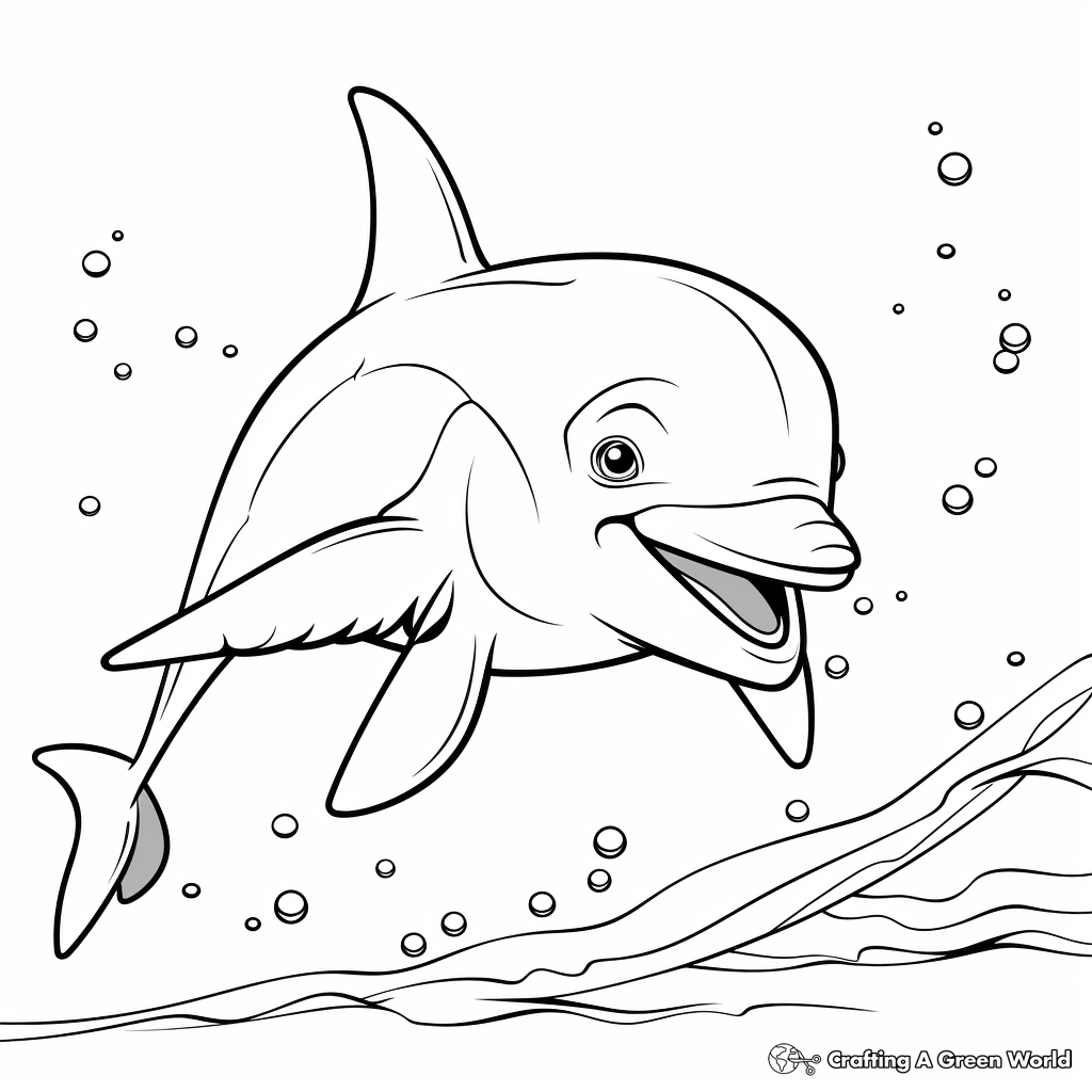 Tranquil Cartoon Dolphin Coloring Pages 3