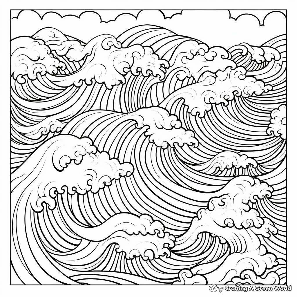 Tranquil Ocean Waves Coloring Pages 2