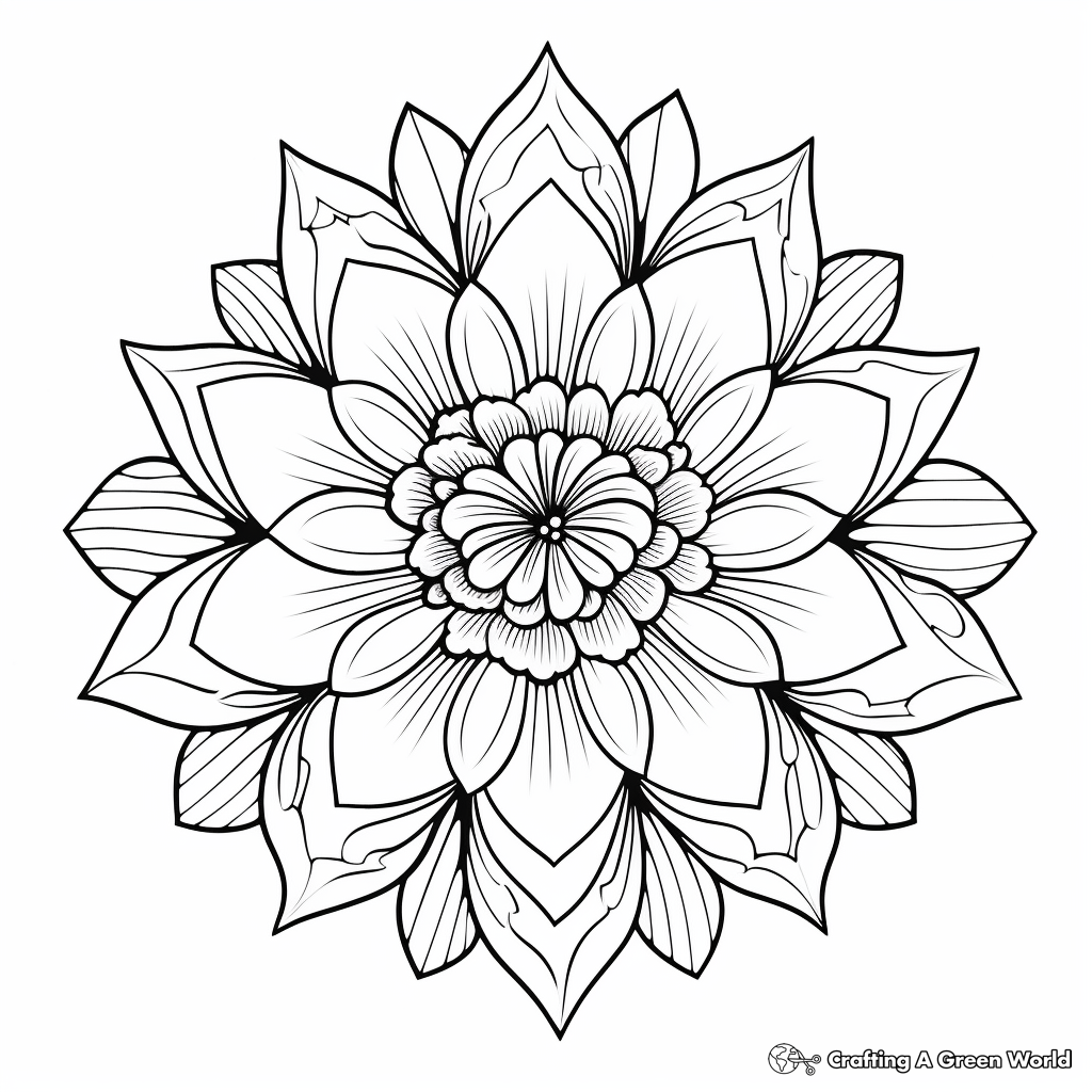 Tranquil Water Lily Mandala Coloring Pages 4