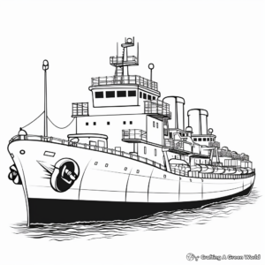 Transport-Specific: Oil Tanker Tugboat Coloring Pages 3