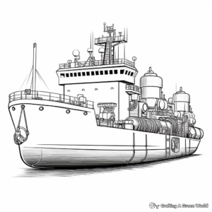 Transport-Specific: Oil Tanker Tugboat Coloring Pages 4