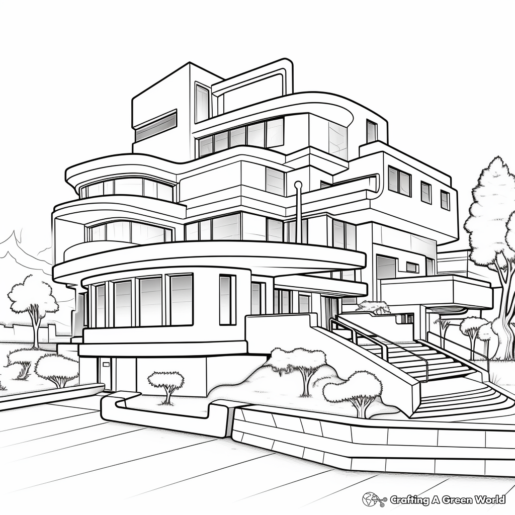 Trapezoid in Architecture Coloring Pages 1