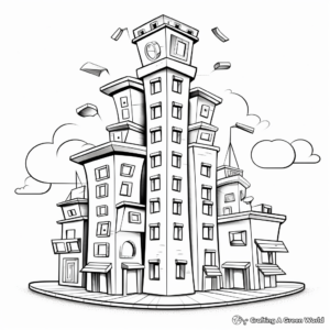 Trapezoid Tower Structure Coloring Page 1
