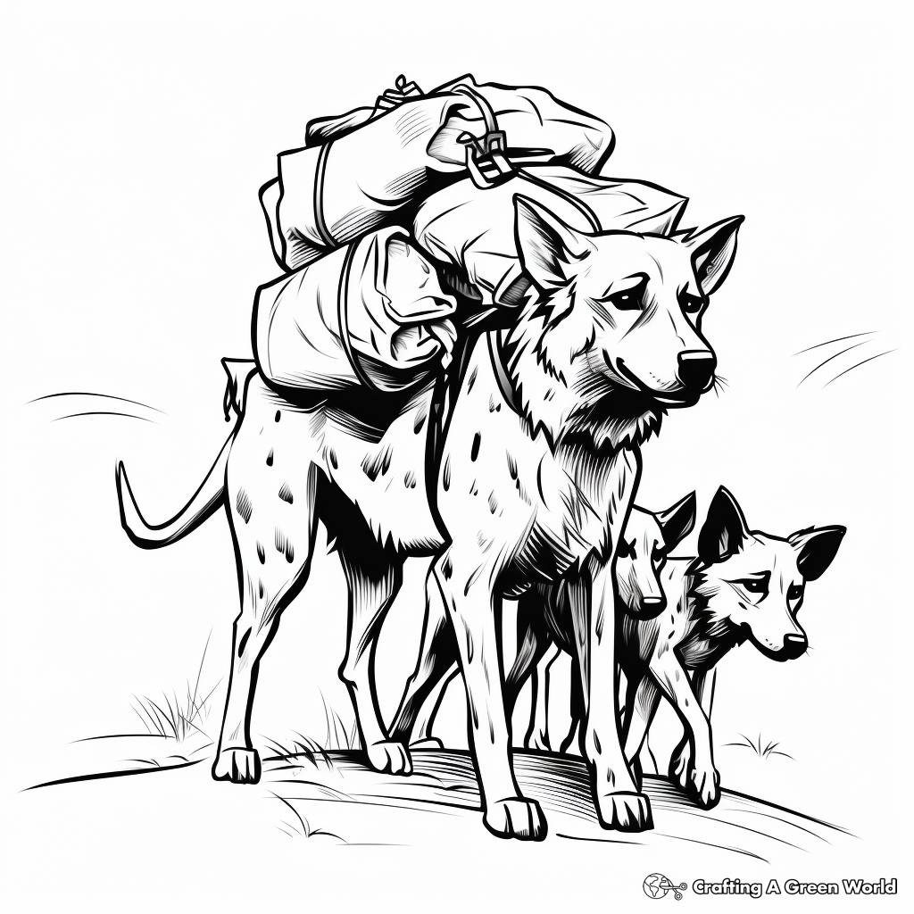 Travelling African Wild Dog Pack Coloring Pages 2