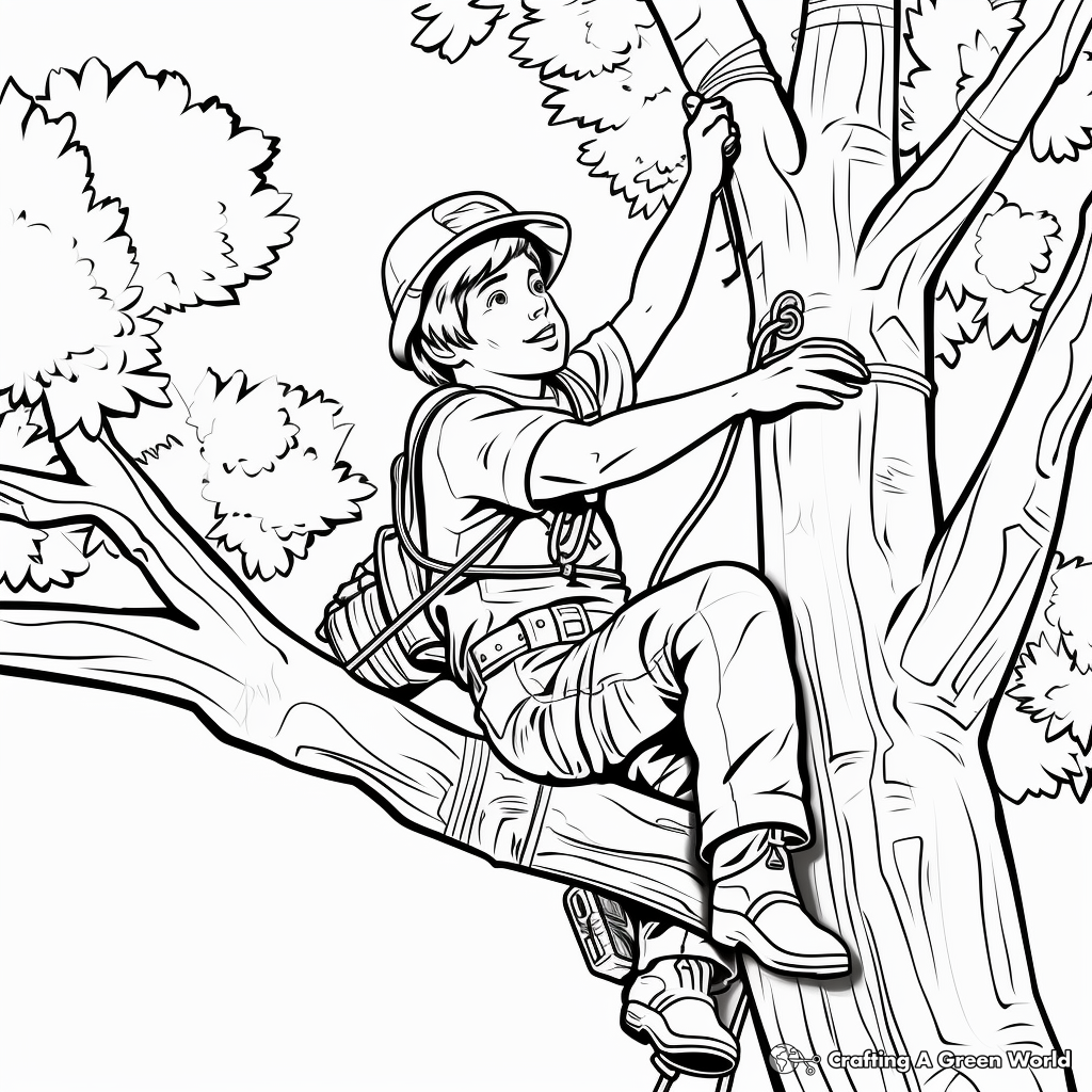 Tree Climber Arborist Arbor Day Coloring Pages 2