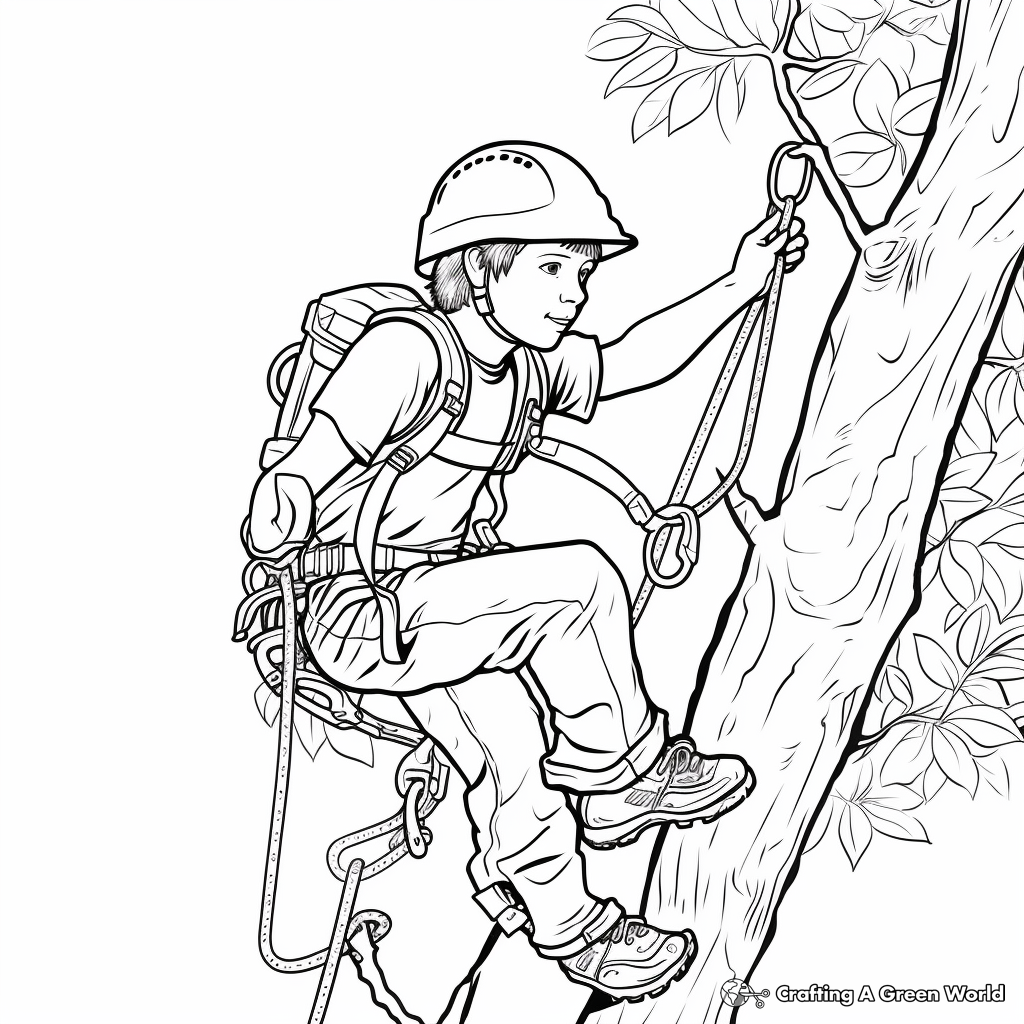 Tree Climber Arborist Arbor Day Coloring Pages 3