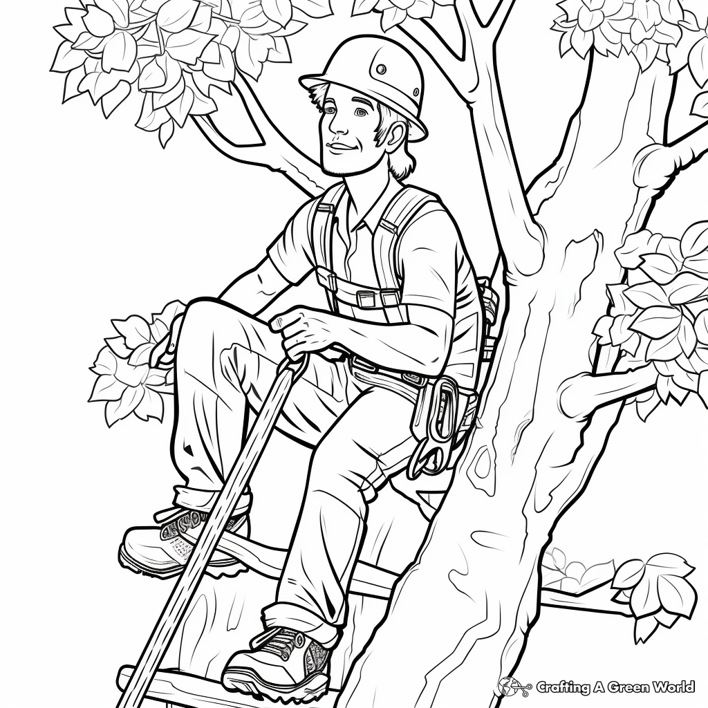 Tree Climber Arborist Arbor Day Coloring Pages 4