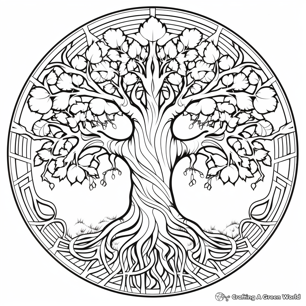 Tree of Life Sacred Geometry Coloring Pages 4