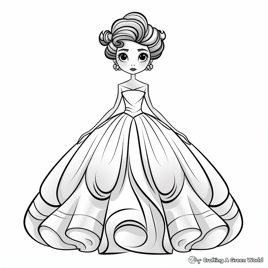 Trendy Fashion Week Ball Gown Dress Coloring Pages 1