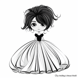 Trendy Fashion Week Ball Gown Dress Coloring Pages 4
