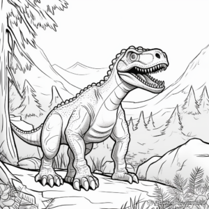 Triassic Period Scene with Giganotosaurus Coloring Pages 2