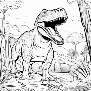 Triassic Period Scene with Giganotosaurus Coloring Pages 3