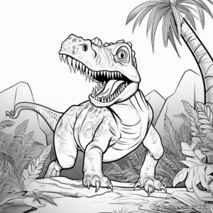 Triassic Period Scene with Giganotosaurus Coloring Pages 4