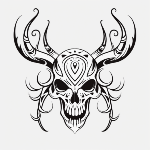 Tribal Art Deer Skull Coloring Pages 1