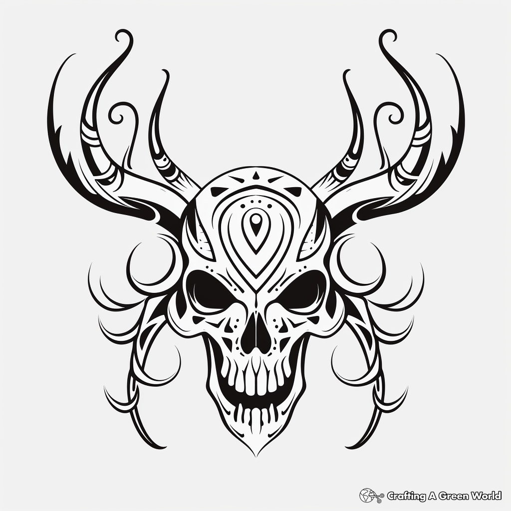Tribal Art Deer Skull Coloring Pages 1