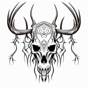 Tribal Art Deer Skull Coloring Pages 2