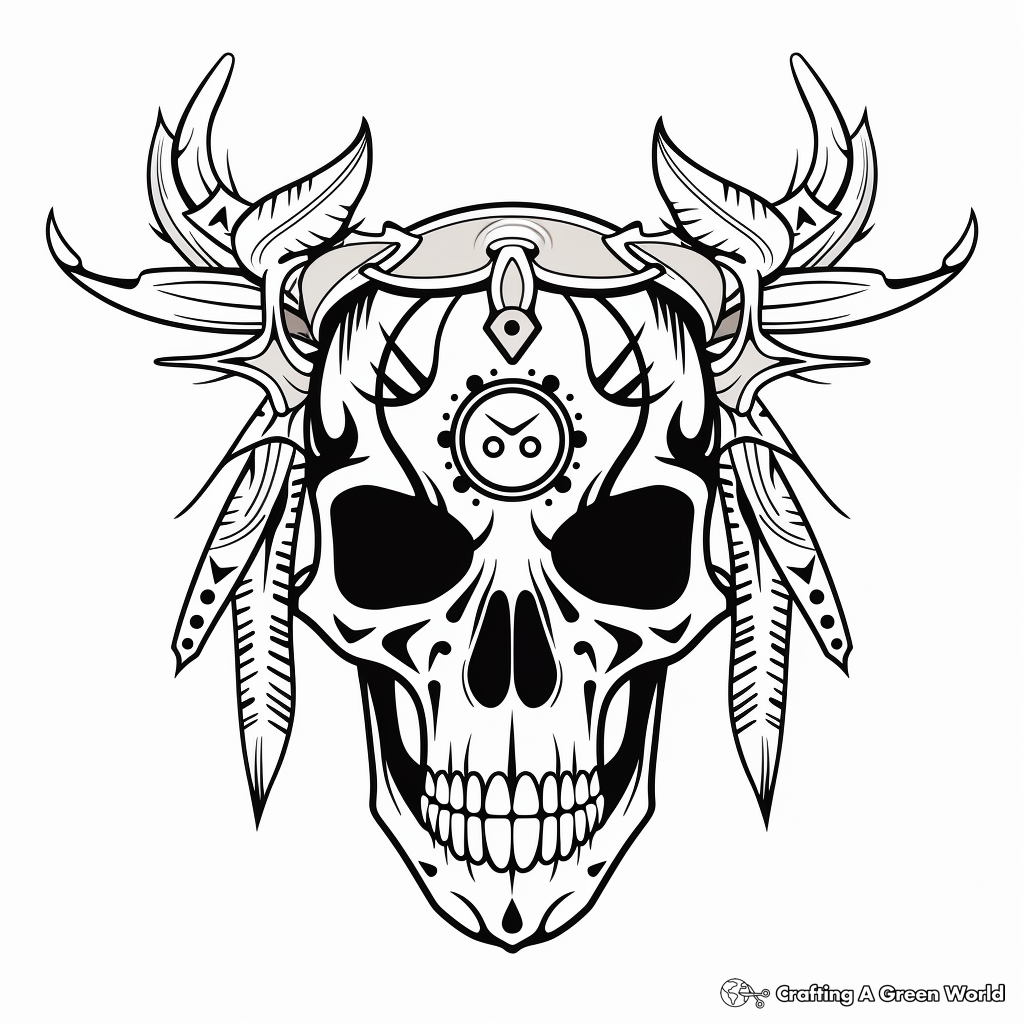 Tribal Art Deer Skull Coloring Pages 3