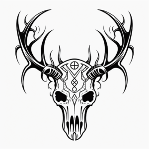 Tribal Art Deer Skull Coloring Pages 4