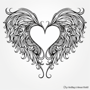Tribal Heart with Wings Tattoo-Inspired Coloring Pages 3