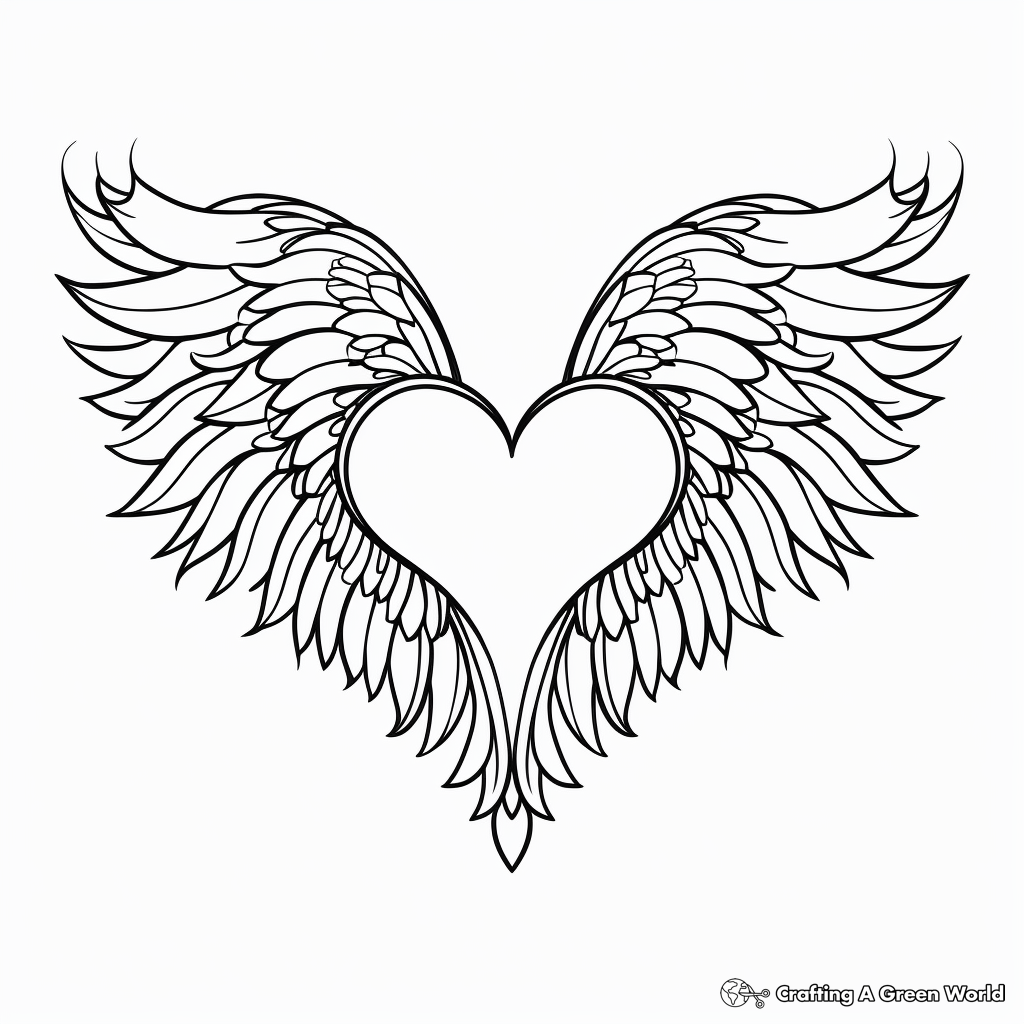 Tribal Heart with Wings Tattoo-Inspired Coloring Pages 4