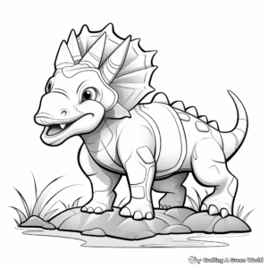 Triceratops in Its Natural Habitat Coloring Pages 1