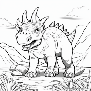 Triceratops in Its Natural Habitat Coloring Pages 3