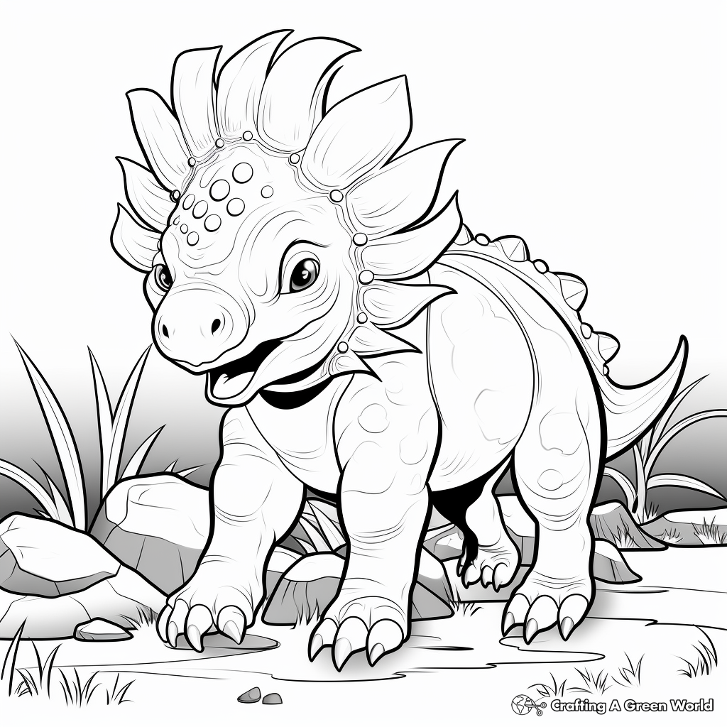 Triceratops in Its Natural Habitat Coloring Pages 4