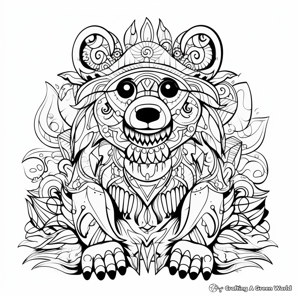 Trippy Psychedelic Bear Coloring Pages 3