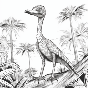 Troodon in Rainforest: Jungle-Scene Coloring Pages 3