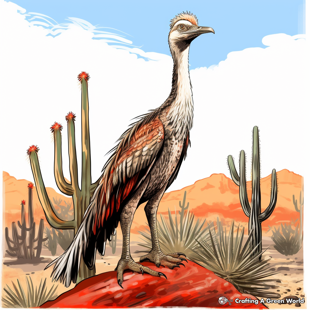 Troodon in the Desert: Landscape Coloring Pages 2