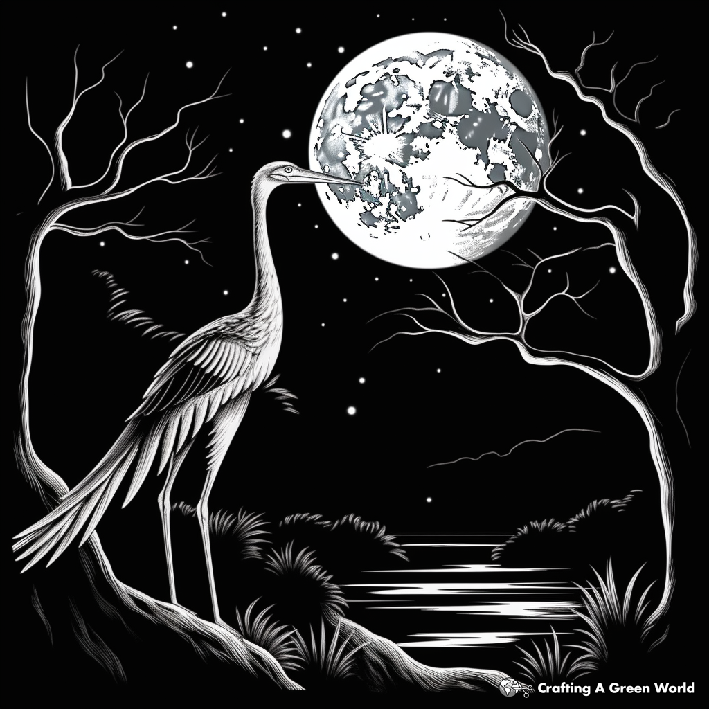 Troodon Night Scene: Glow in the Dark Coloring Pages 2