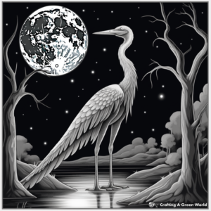 Troodon Night Scene: Glow in the Dark Coloring Pages 3