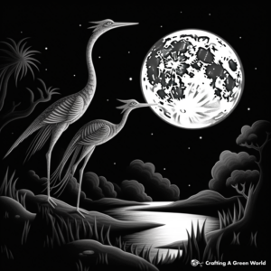 Troodon Night Scene: Glow in the Dark Coloring Pages 4