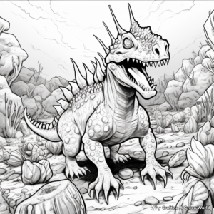 Troodon vs Triceratops Battle Scene Coloring Pages 3