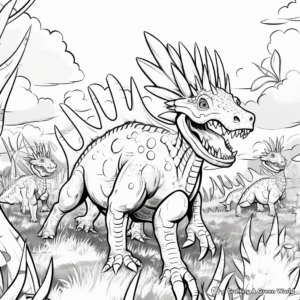Troodon vs Triceratops Battle Scene Coloring Pages 4