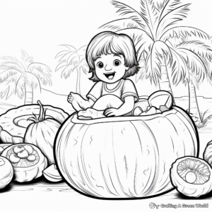 Tropical Coconut Coloring Sheets 2