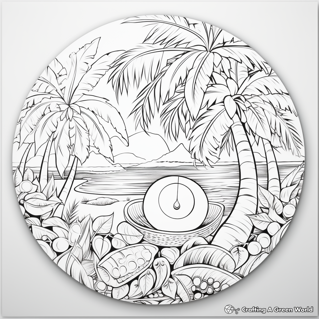 Tropical Coconut Coloring Sheets 3