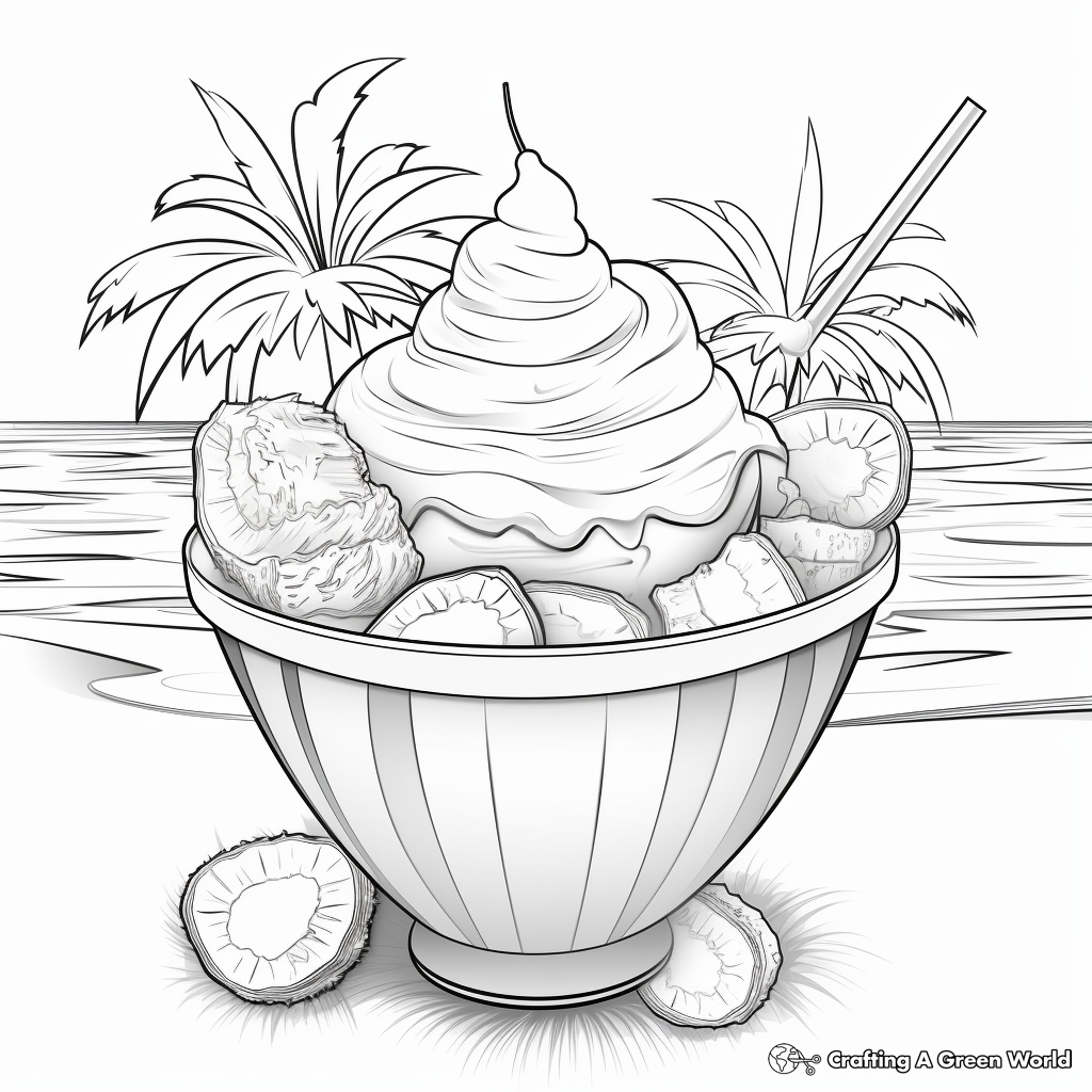 Tropical Coconut Ice Cream Coloring Pages 2